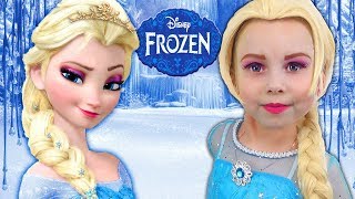 Alice Becames a FROZEN Elsa \& Play with GIANT DOLL