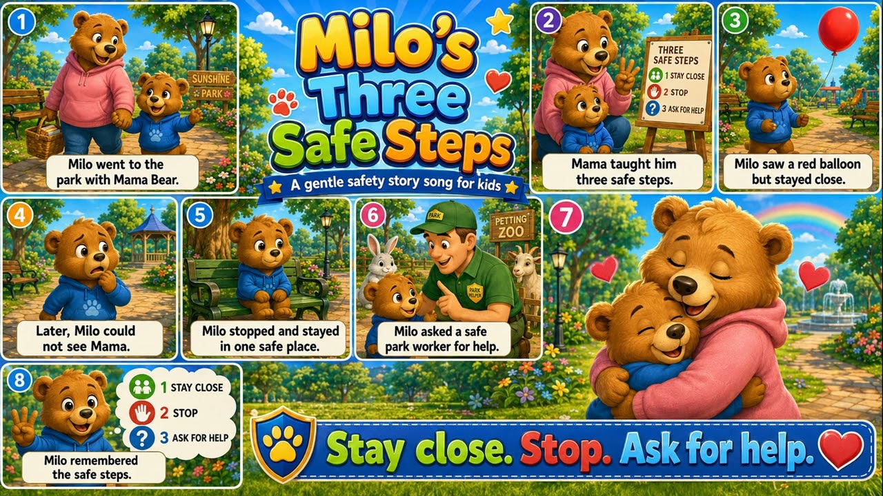 Watch Milo’s Three Safe Steps 🐻 | Safety Story Song for Kids on YouTube Watch Milo’s Three Safe Steps 🐻 | Safety Story Song for Kids on YouTube