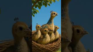 The peahen protects her children from the rain #shortsfeed #aishorts #shortvideo #aivideo #ytshorts