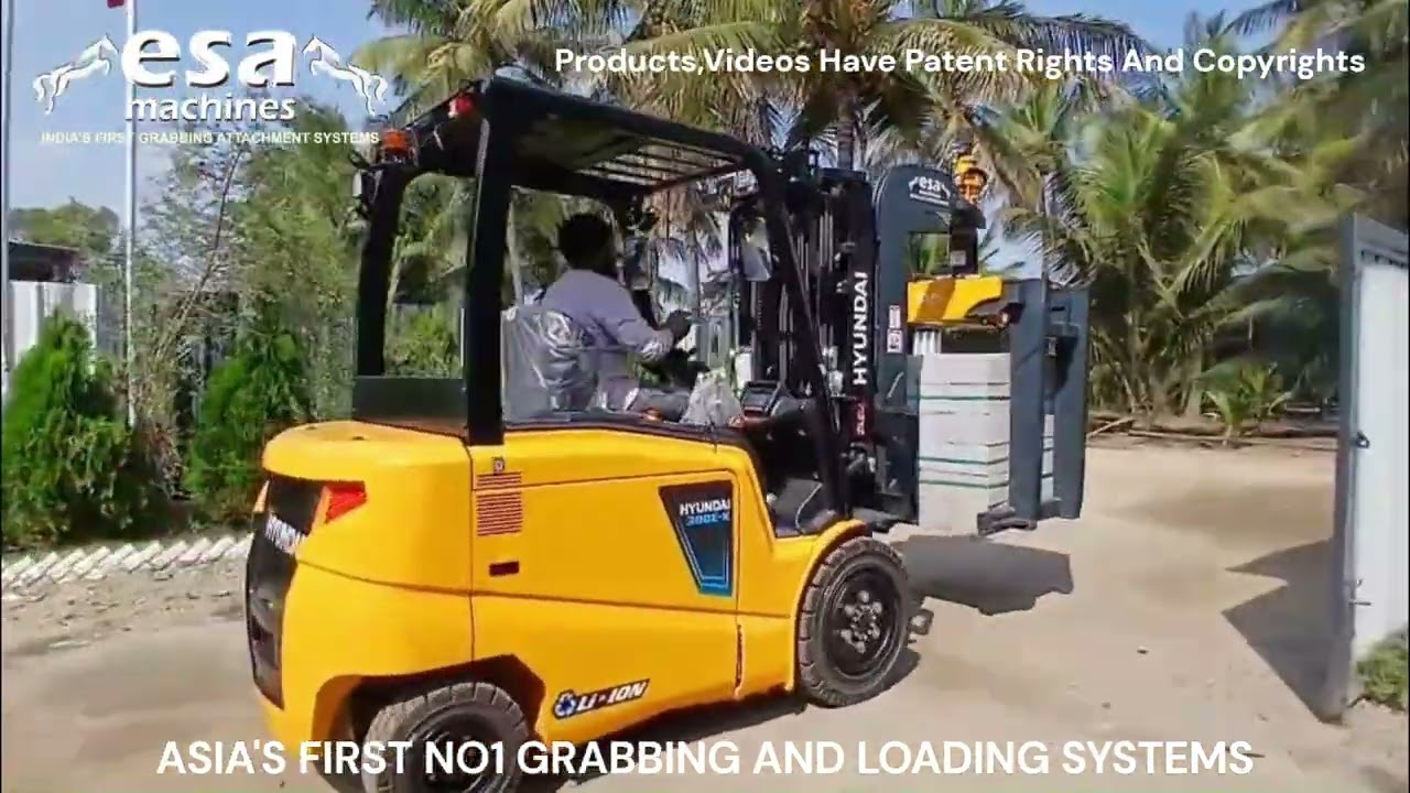 Forklift Attachment | Bricks Grabber |  Grabber Attachment | esa machines | PG50 WITH EV FORKLIFT