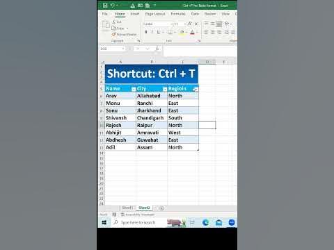 Shortcut key to create table (Ctrl + T) in excel 🔥 | #best #excelexpert ...