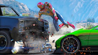 GTA 5 Iron Spiderman No Seatbelt Car Crashes - Spider-Man Ragdolls Compilation #5 (Euphoria physics)