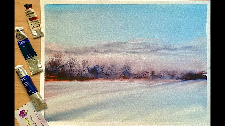 Use A CREDIT CARD! Easy Watercolor SUNSET SNOW Lan...