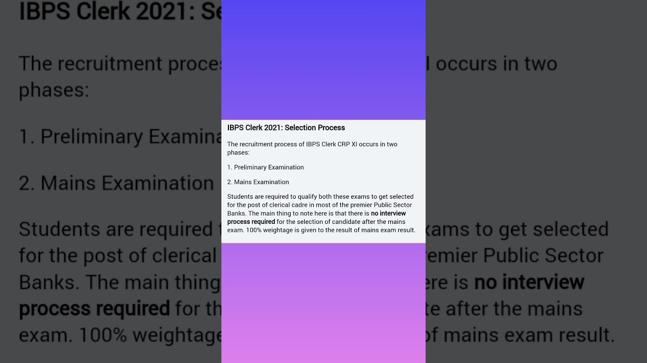 ibps clerk selection process 2021 |