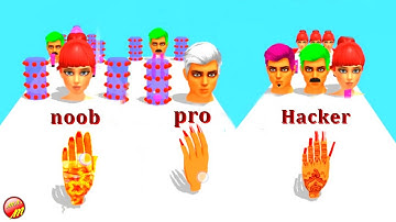 NOOB vs PRO vs HACKER  in Hand Evolution Runner game.