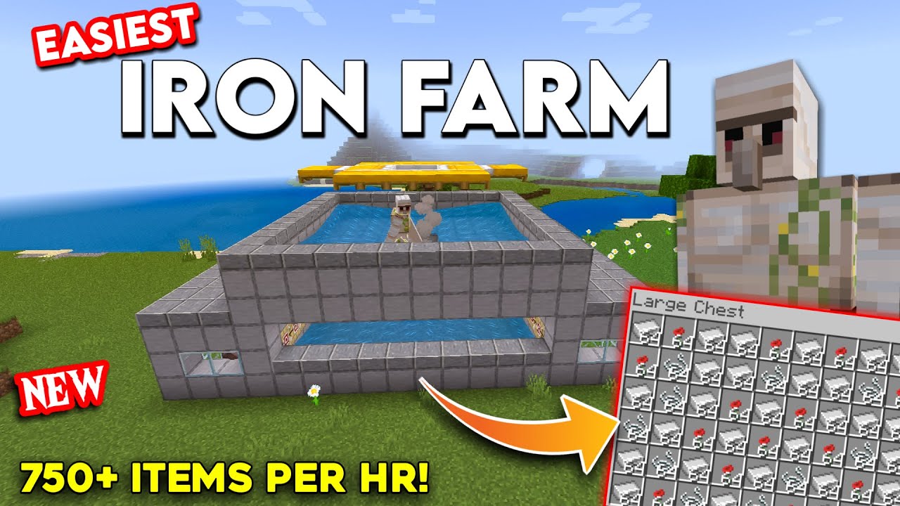 Easy & Efficient IRON FARM in Minecraft PE/Bedrock 1.18/1.19