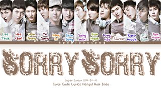 Super Junior (슈퍼 주니어) Sorry Sorry (쏘리 쏘리) Color Code Lyrics Hangul Rom INDO TRANS