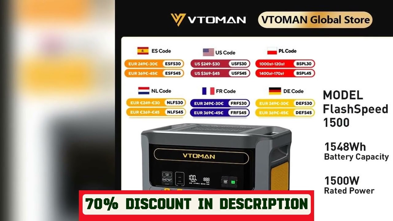 A must-have product! VTOMAN FlashSpeed 1500 Portable Power Station 1548Wh LiFePO4 Battery with 300