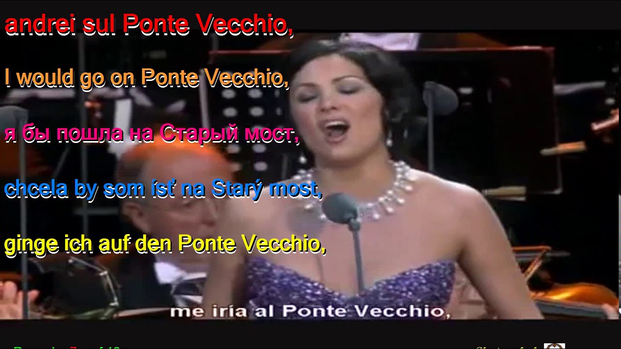 Anna Netrebko O mio Babbino caro Italian English Russian Slovak German Spanish LYRICS SUBTITLES