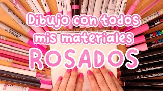 Hago un dibujo con todos mis materiales ROSADOS