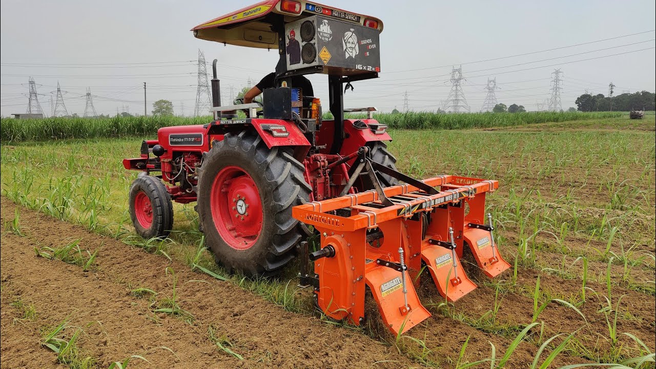 27 से 32 इंची गन्ना जुताई के लिए कमाल का रोटावेटर महिंद्रा 575 एक्सपी प्लस पर चलते हुए