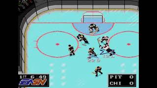 NHL 94 Funhouse Under kändismatchen är Kommentatorn mycket berusad