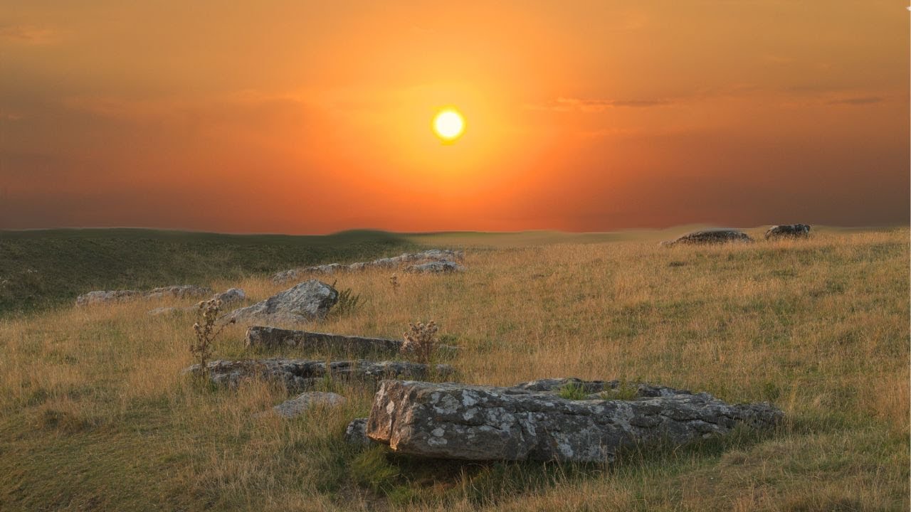 Arbor Low Stone Sunset at ancient burial site