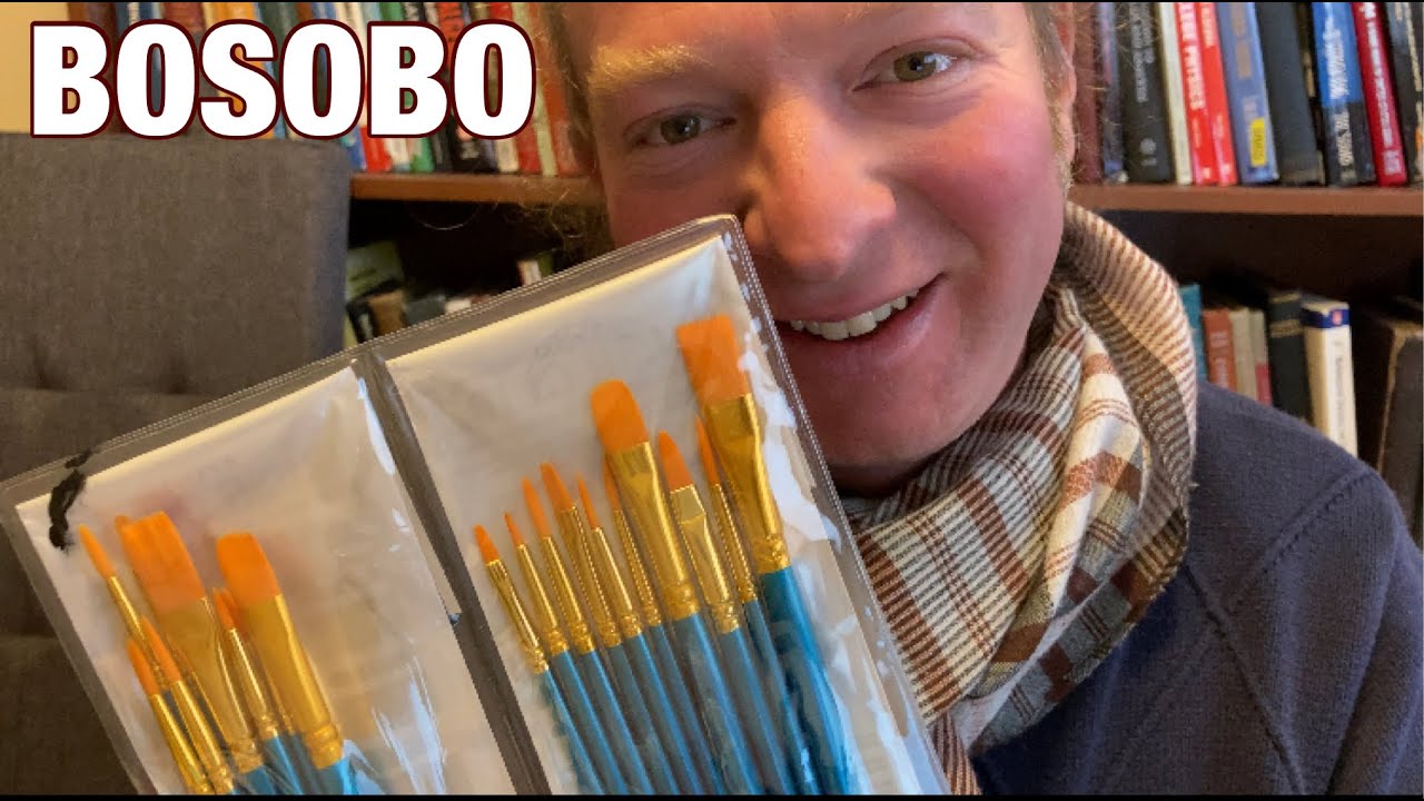 BOSOBO Paint Brushes Set, 2 Pack 20 Pcs Round Pointed Tip