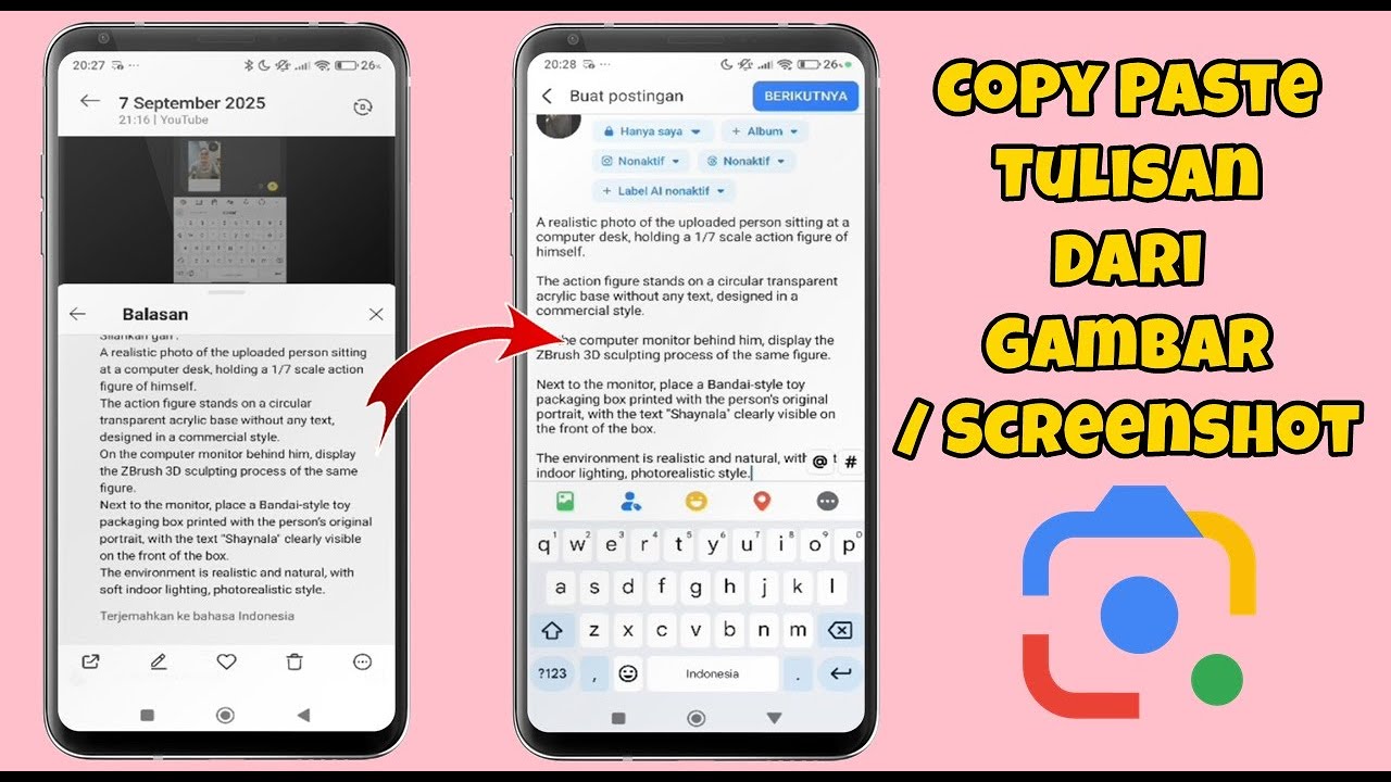 CARA COPY PASTE TULISAN DARI GAMBAR / SCREENSHOT DI HP ANDROID - YouTube
