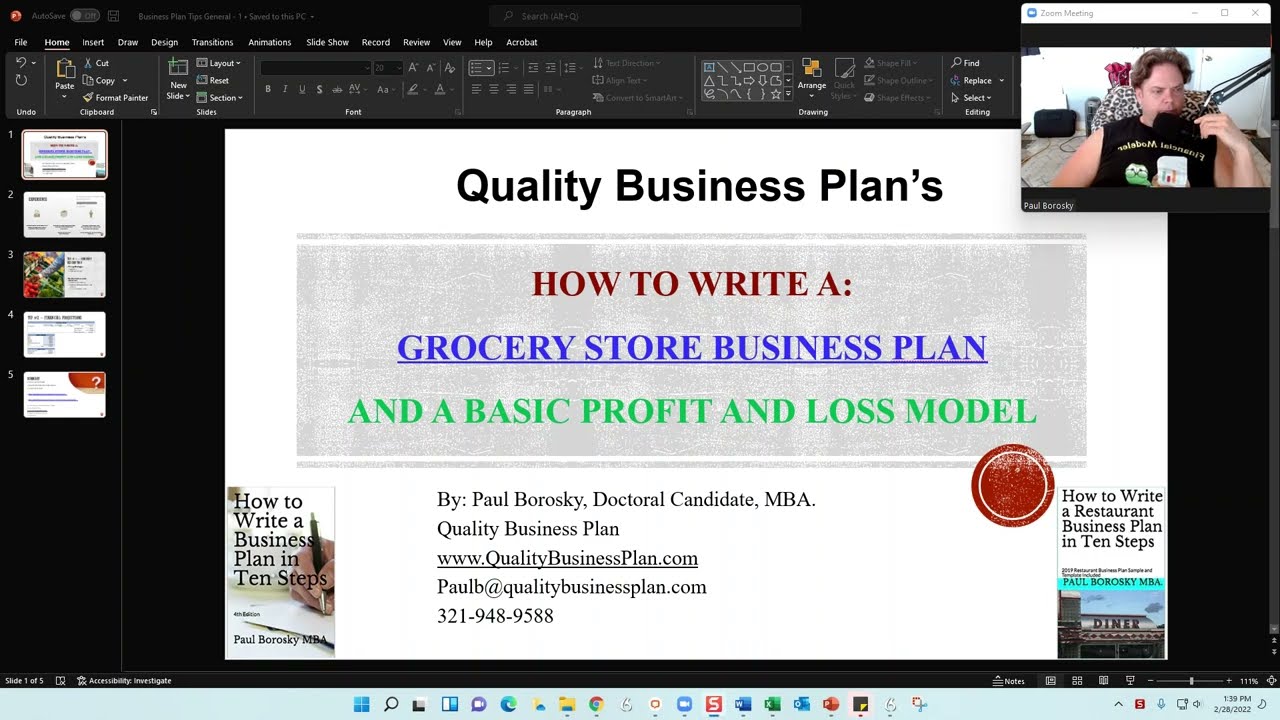 how to write a business plan for grocery store