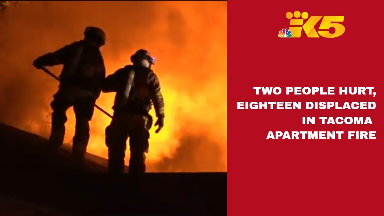 Two people hurt, 18 people displaced after Tacoma apartment fire - YouTube