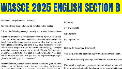 WASSCE English Language Section B Comprehension and Summary with Answers 
