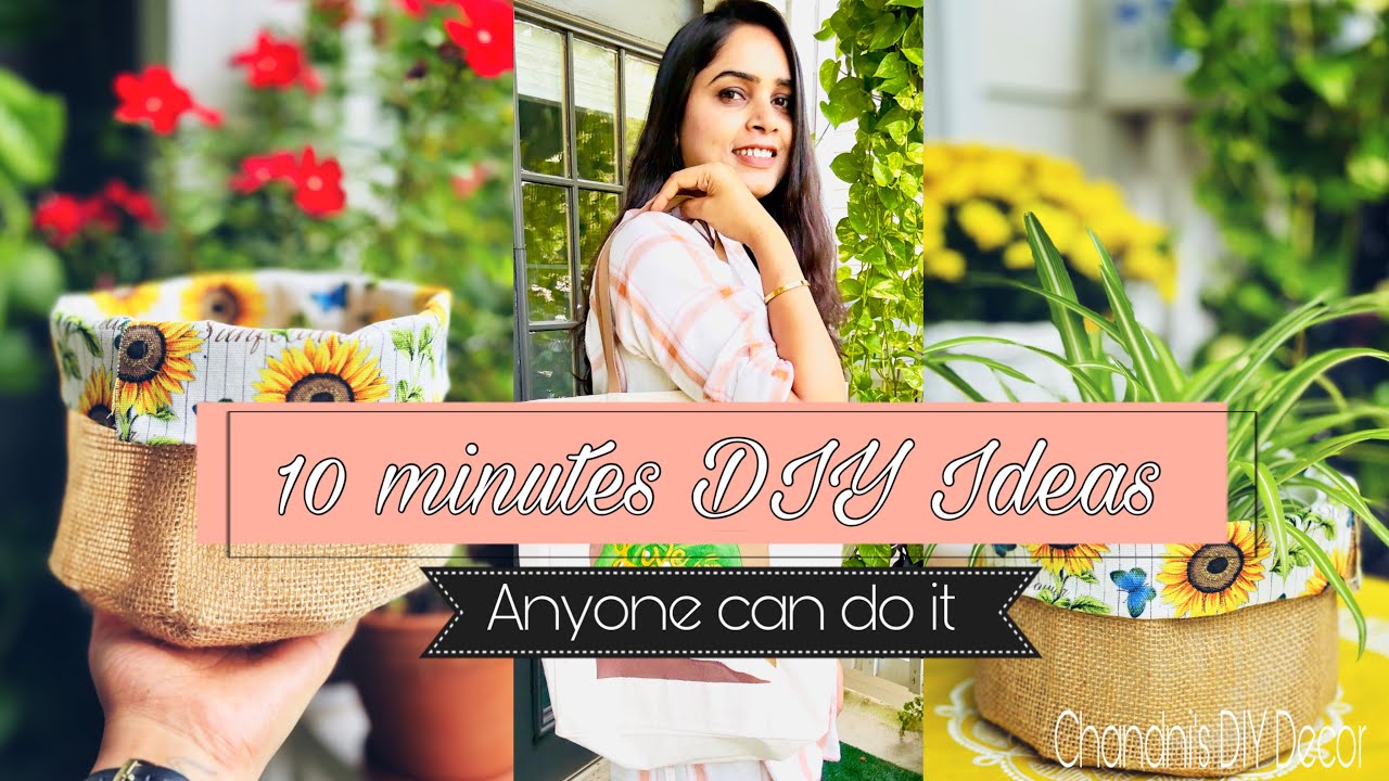 DIYs I Made In 10 Minutes|| DIY Jute Planter || Bag Painting || - YouTube