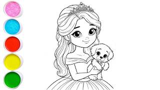 Cute Princess Belle Drawing for kids, Painting & Coloring for kids, Toddlers | Let's Draw Togethers