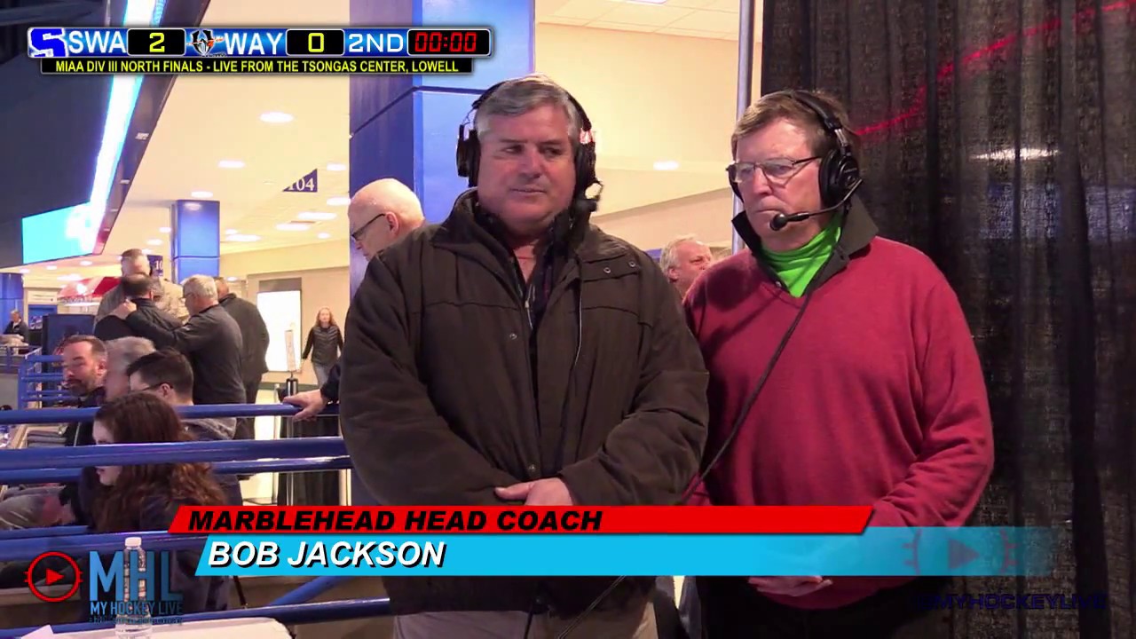 MyHockeyLive 18   Paul McNamara interviews Marblehead Head Coach Bob Jackson during D3 North Finals