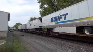 NS eastbound double stack intermodal train at Newport PA on the Pittsburgh Line
