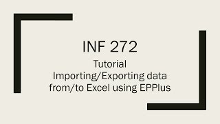 INF 272 - Importing and Exporting data