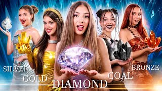Gold vs Silver vs Bronze vs Diamond Girl! Who Wins School Competition?