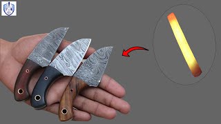 How To Make Mini Damascus steel Hunter knife in Factory #rajputknives