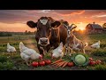 Peaceful Farm Life 🐓 Cows, Chickens & Fresh Harvesting | Real Village Sounds