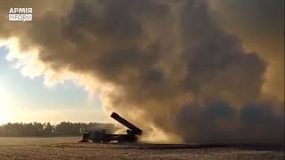Ukrainian Bm-30 Smerch Mlrs Firing Towards Russian Positions