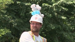 Construction flagger eases frustration with inflatable fun