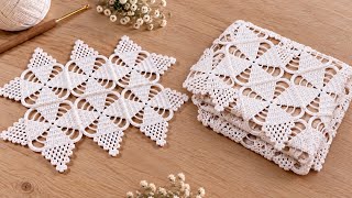 🤍Leaf-Patterned Square Crochet Motif🤍Openwork Crochet / Detailed tutorial 