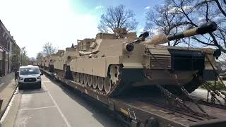 Street Running Military Train, Army Tanks, 4 Locomotives W/ 2 DPUs, 2+ Mile Long Train In The Street