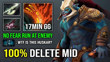 How to 100% Delete Mid with No Fear Jumping 17Min GG Huskar EZ MMR Dota 2