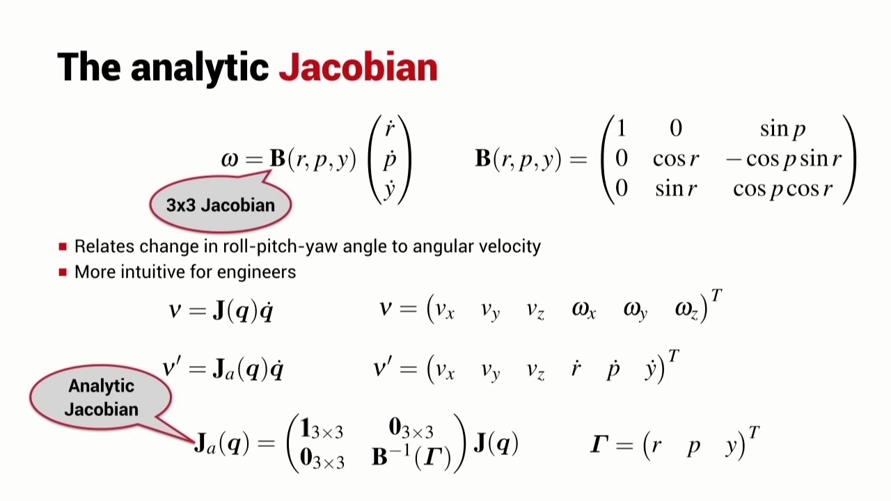 The Analytic Jacobian Lesson Robot Academy