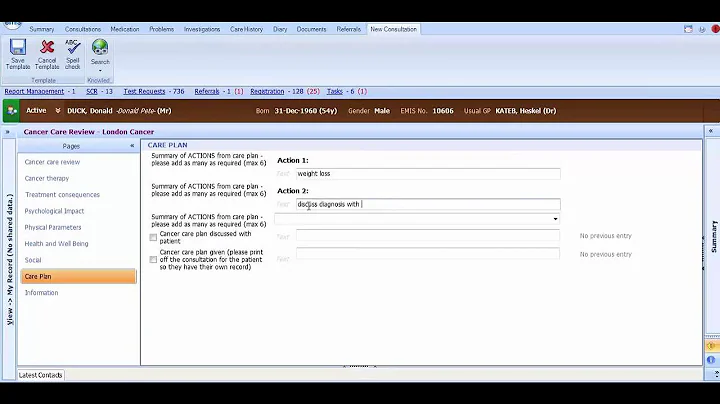 Cancer Care Review Template for Emis Web   London Cancer Macmillan