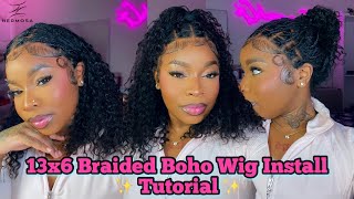 BOHO BRAIDED WIG TUTORIAL 😍🔥13x6 WIG INSTALL +HAIRSTYLES *Beginner Friendly *FT. HERMOSA HAIR💕