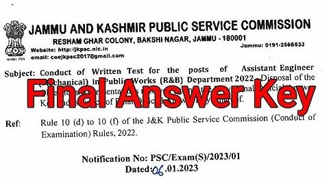 Final Answer Key | AE PWD | JKPSC
