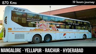 MANGALORE to HYDERABAD bus | KSRTC AMBAARI DREAM CLASS VOLVO MG STARZ bus journey | 19 hours trip😮