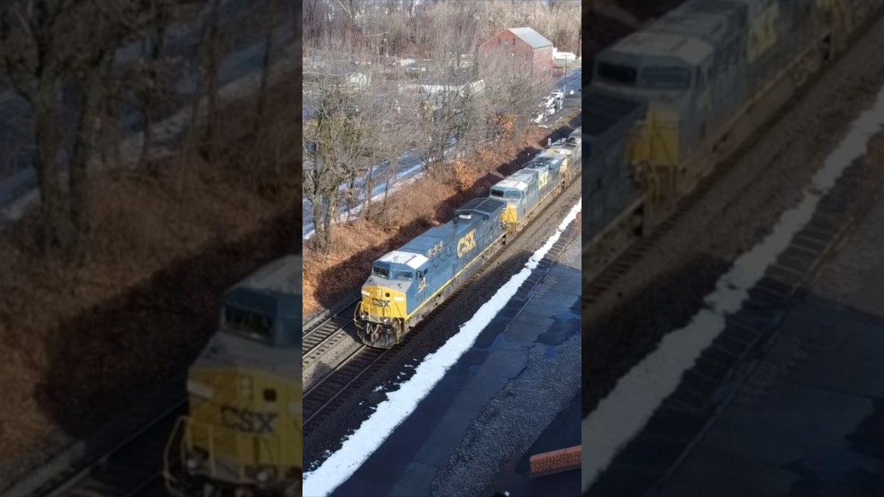CSX M427 with a PRLX SD60M Trailing through Front St, West Springfield (1/13/24)