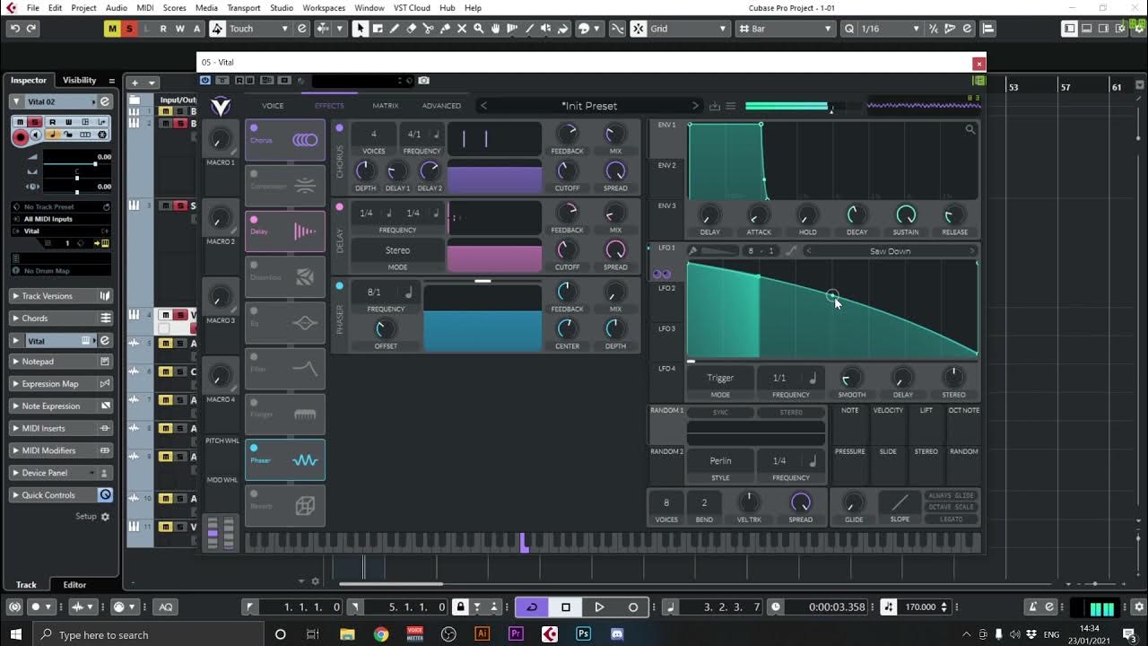 Free Tutorial Vital VST Synthesis Modules Ep 1 Saw Down Sequence