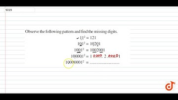 Observe the following pattern and supply the missing numbers. `11^2 = 121 101^2 = 10201 10101^2 ...