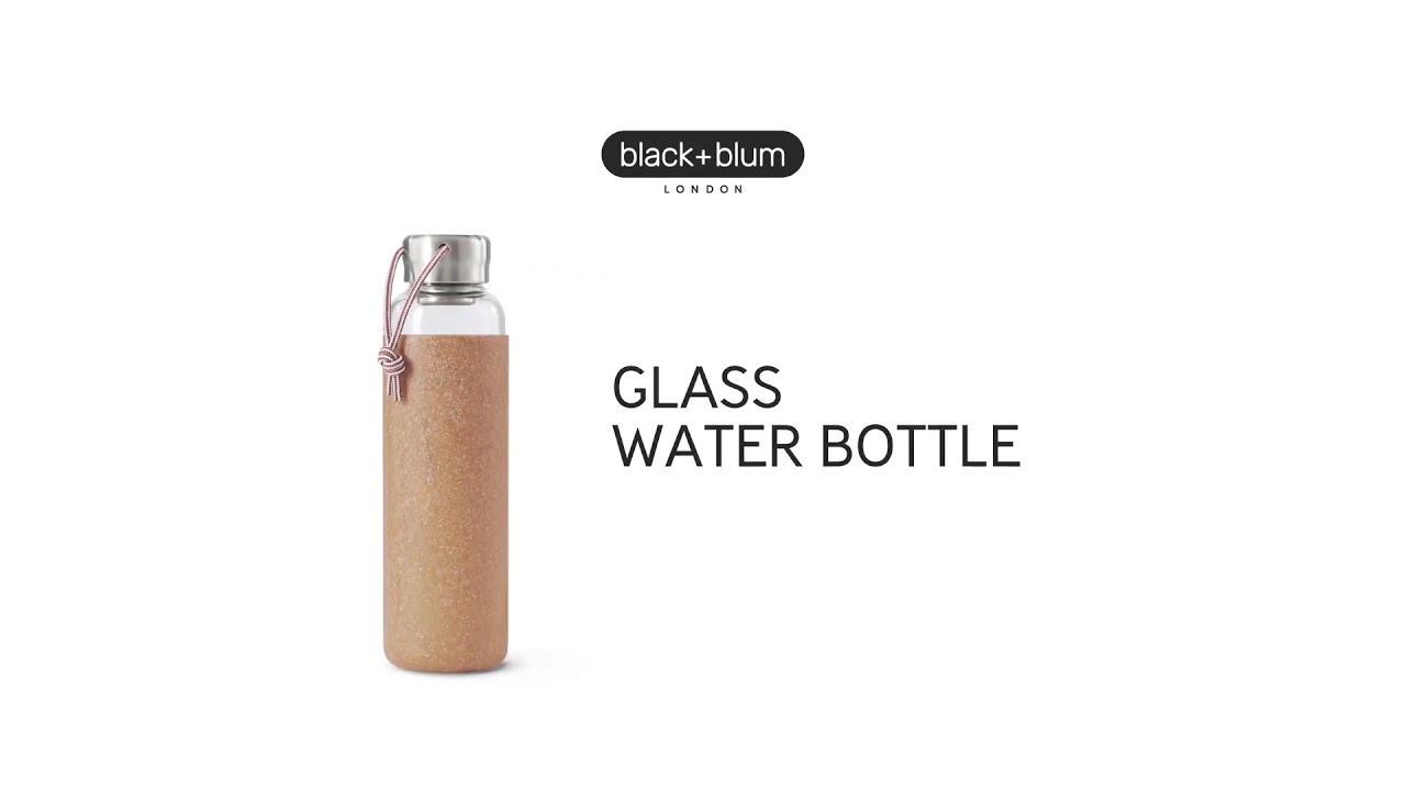 Black+Blum, Glass Water Bottle, Black and Blum