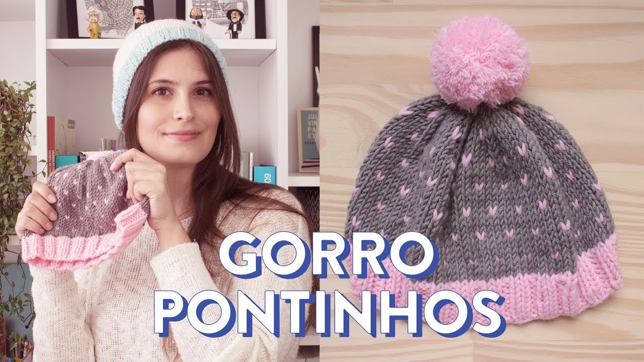 Como tricotar um GORRO em JACQUARD | Gorro Pontinhos | PAP DE TRICÔ #2