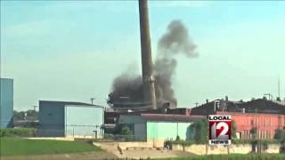 Champion Papers smokestack demolished in Hamilton