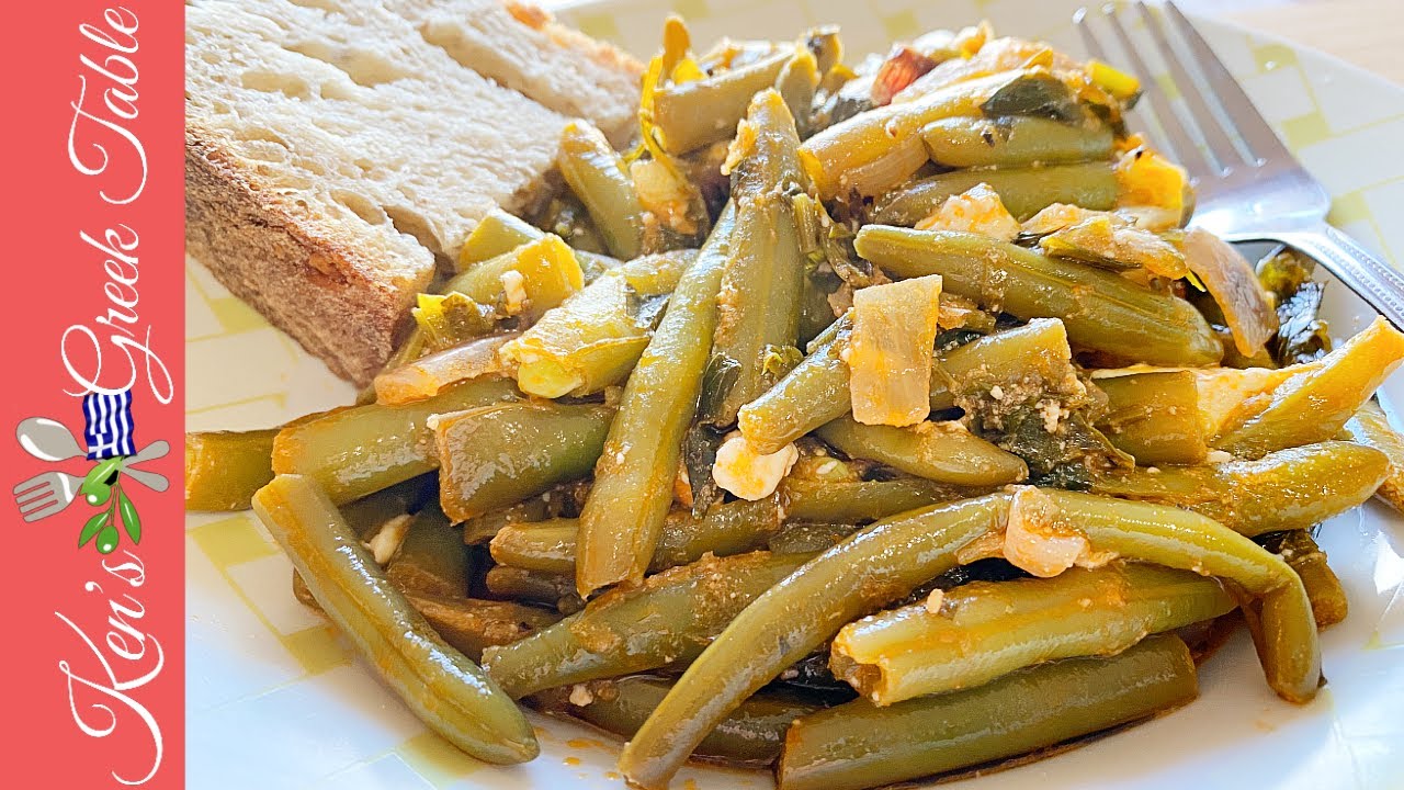 Fasolakia Yiahni From Chios   Stewed Green Beans With Feta & Mastiha