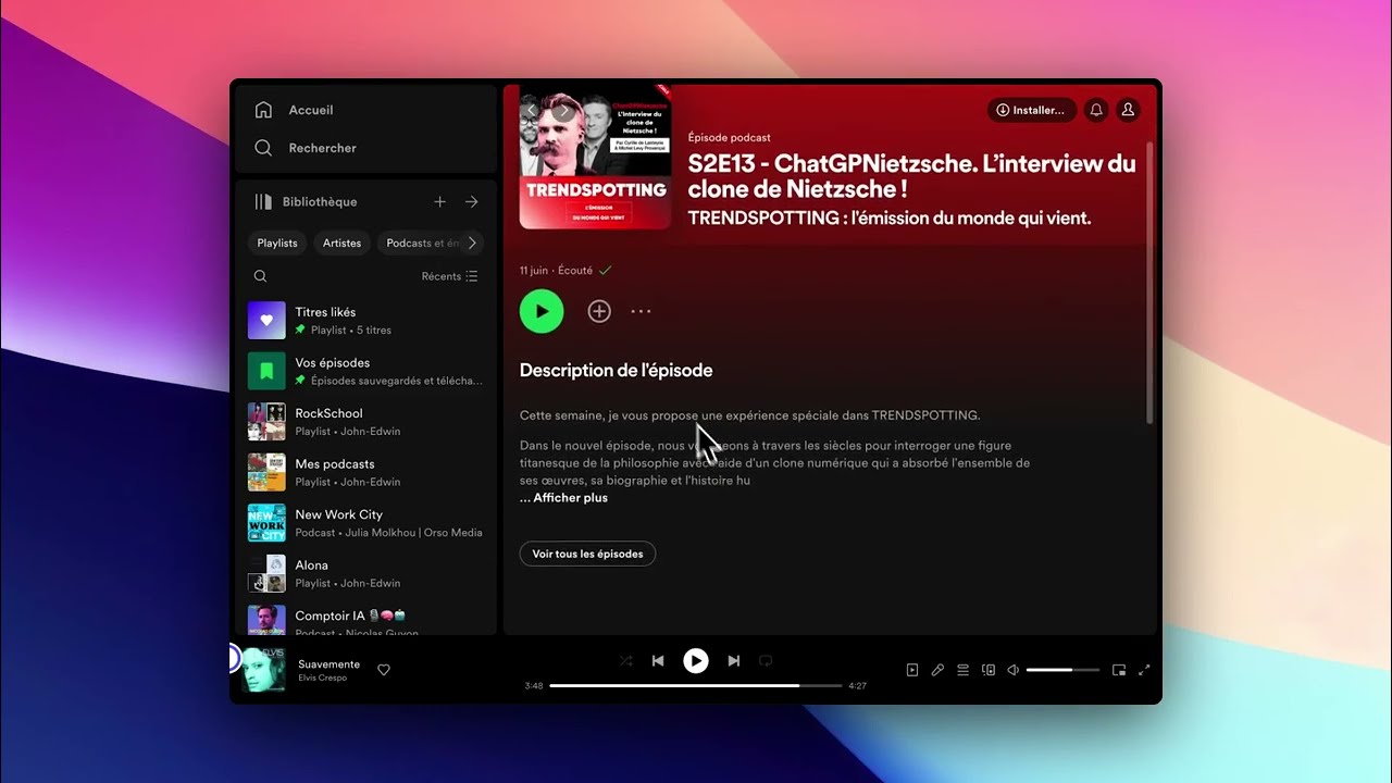 Embed a Spotify podcast in your Memory