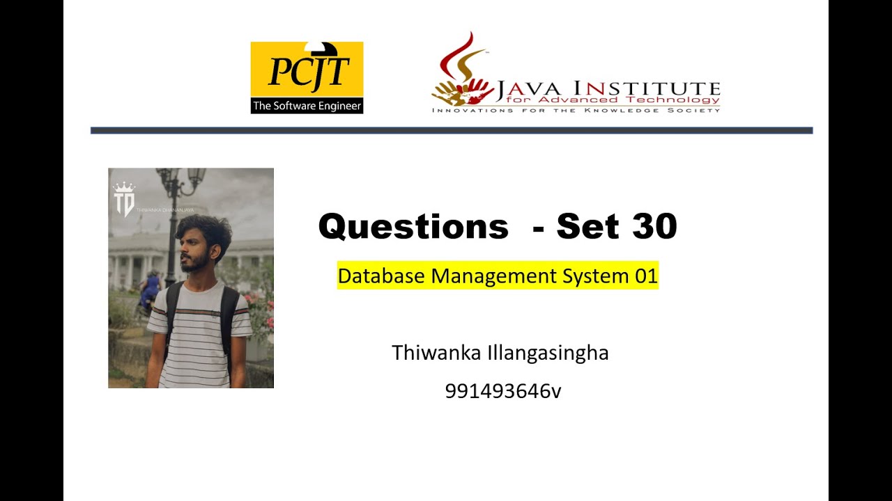 Java Institute DBMS Question Set 30 - YouTube
