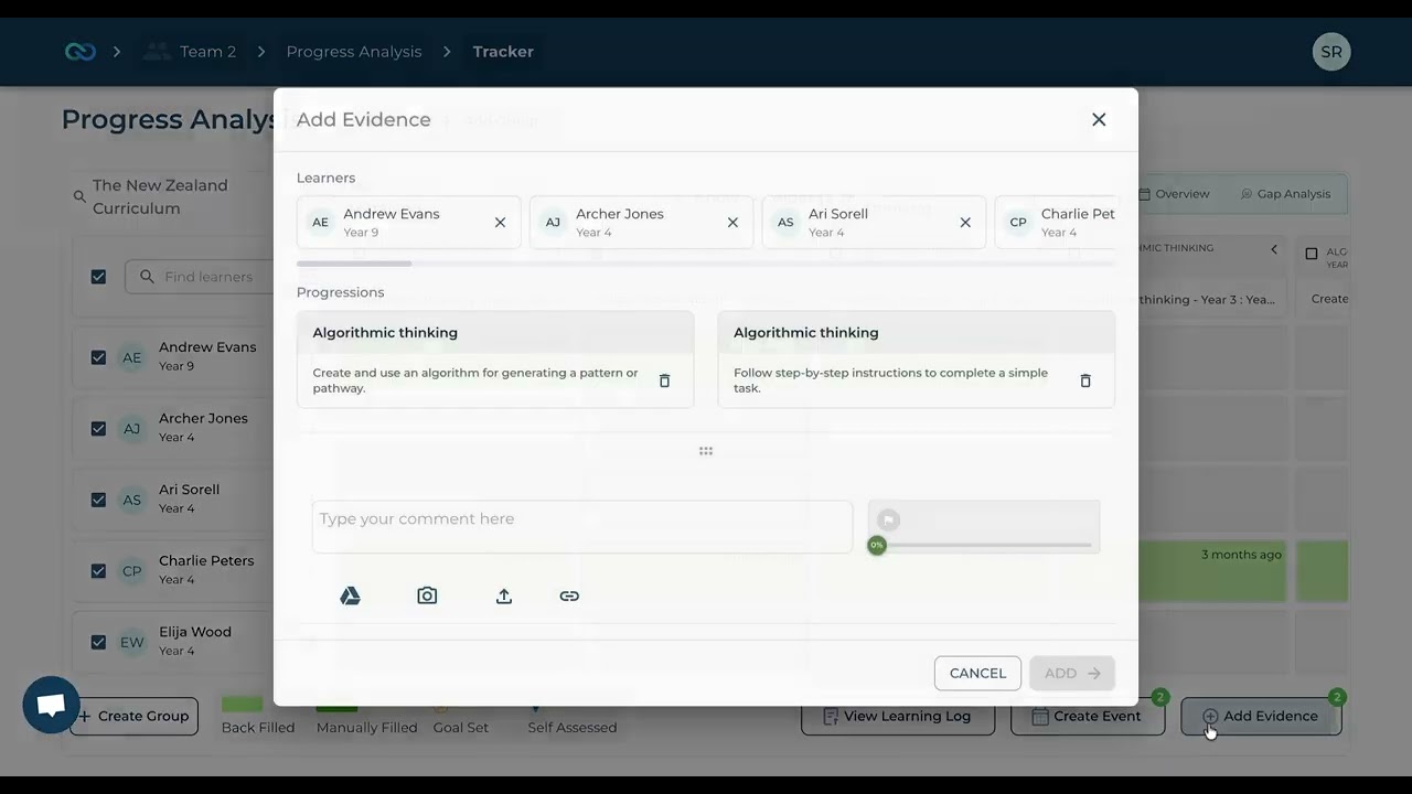 2.1(d) Adding Evidence within Progress Tracker